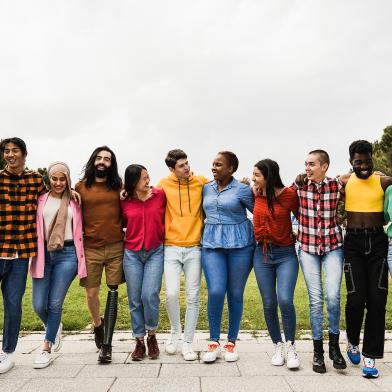 Diverse group of smiling happy people
